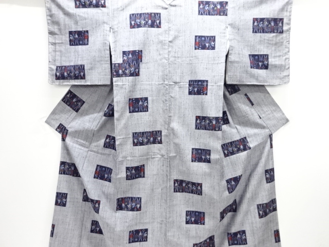 未使用品　エジプト壁画模様織り出し手織り紬着物